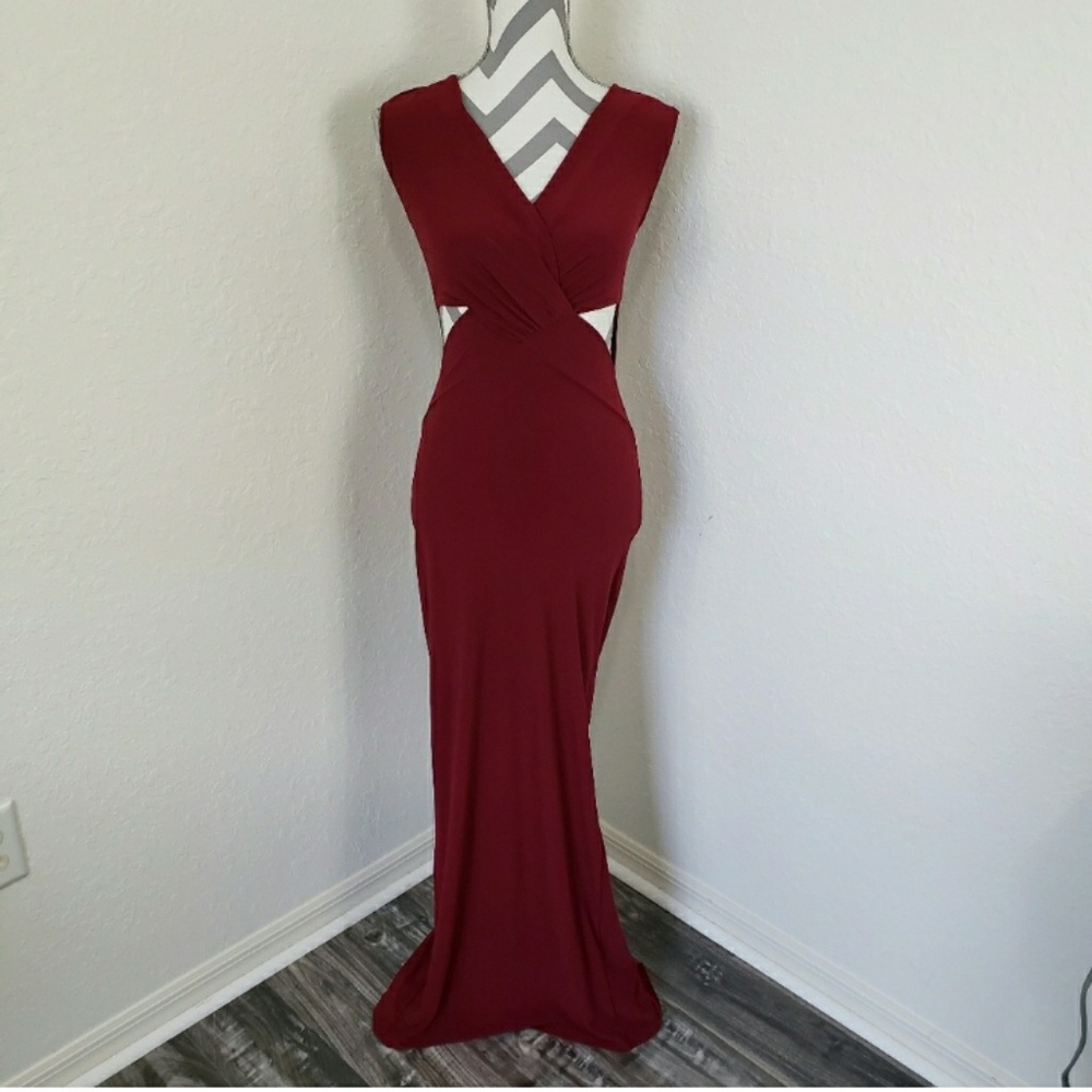 Charlotte Russe Burgundy Cutout Maxi Dress